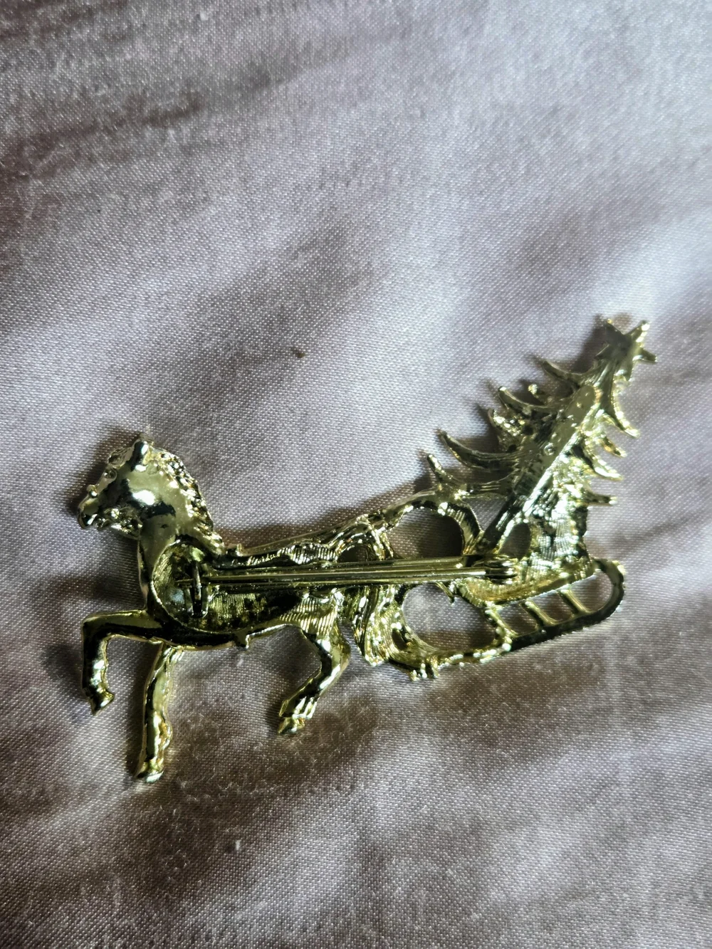 Vintage Festive Christmas Brooches Candy Cane, Sleigh, Tree & Santa Pin Set Of 4